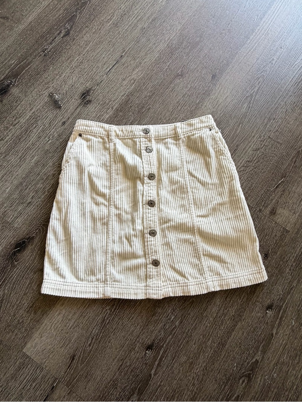 Abercrombie & Fitch Cream Corduroy Button-Front Mini Skirt